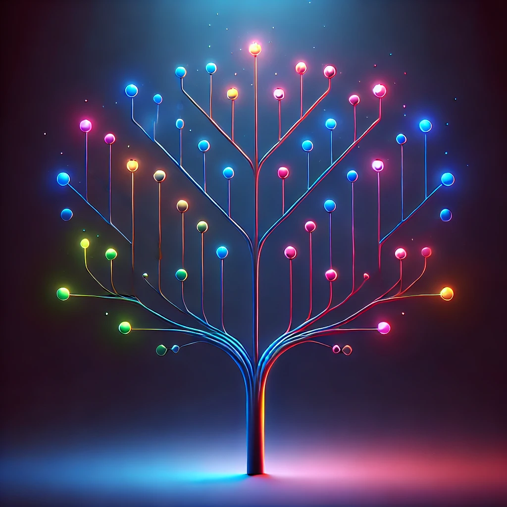 Árbol con nodos iluminados.